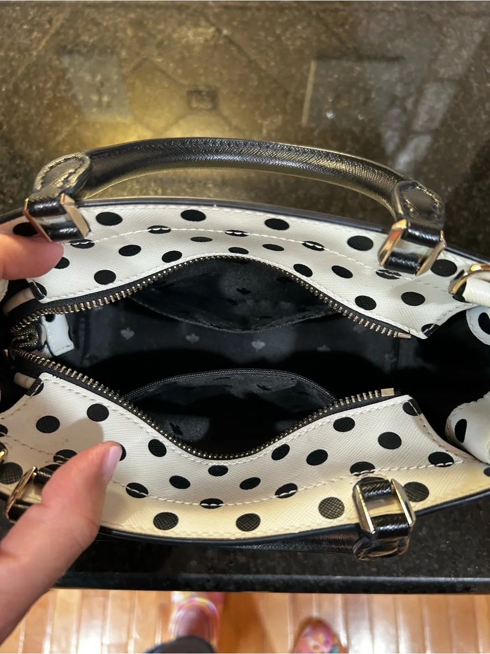 Kate Spade  Black and White Polka Dot Satchel